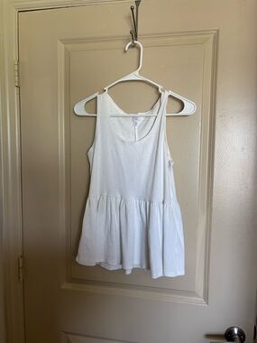White Sleeveless Peplum Tank Top
